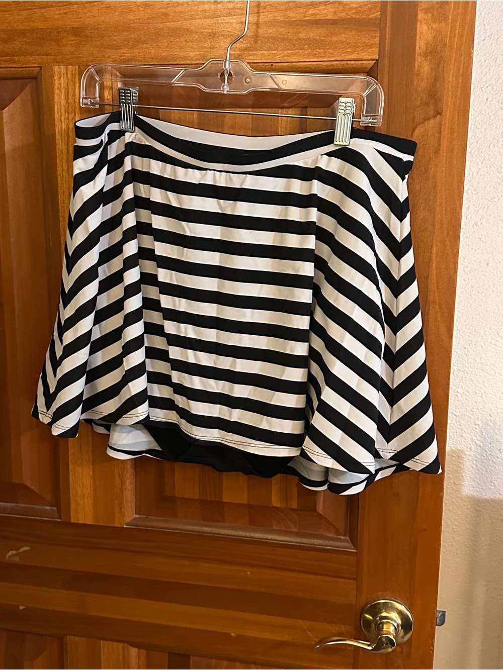 Torrid Black & White Striped Women’s Skater Swim Skirt